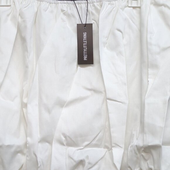 PrettyLittleThings Cotton Poplin Puffball Plain Mini Skirt US 12 White - Picture 5 of 8